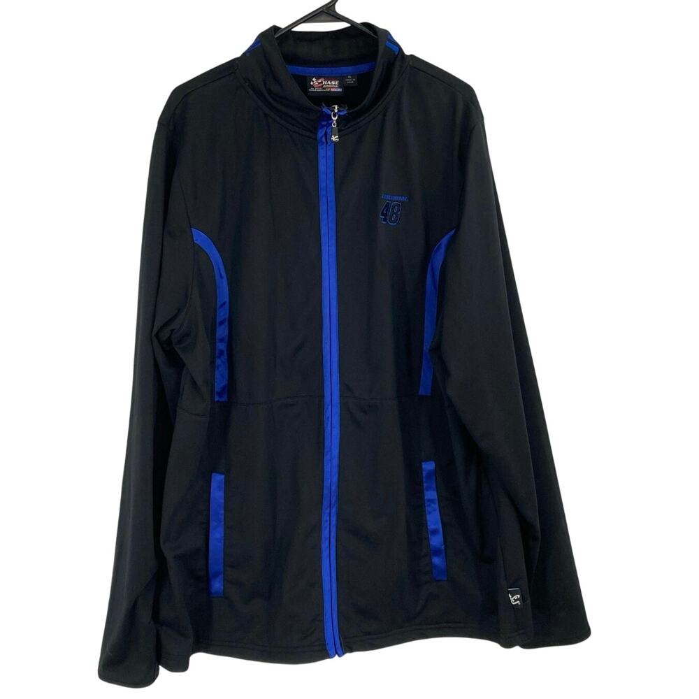 Jimmie Johnson NASCAR Chase Authentics Black Blue Active Full Zip Jacket Men XL